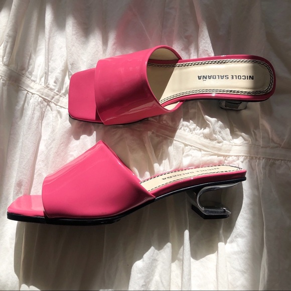NICOLE SALDANA SARAH CHROME HEEL SANDAL-DRAGONFRUIT SIZE 36 - Picture 2 of 4